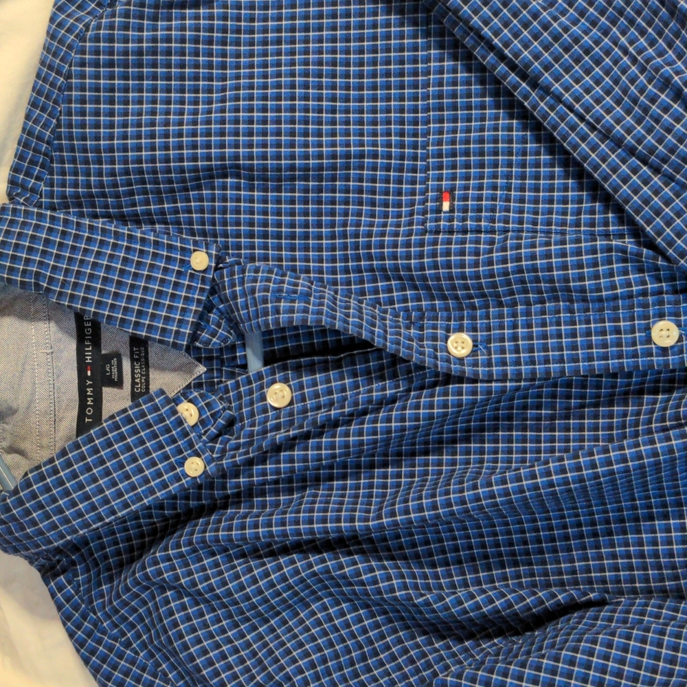 Blue plaid men's Tommy Hilfiger button up